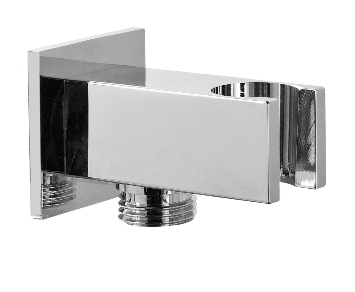 Damast Simi 11996 Chrome-Plated Brass Water Connector with Bracket, 1/2" x 1/2"