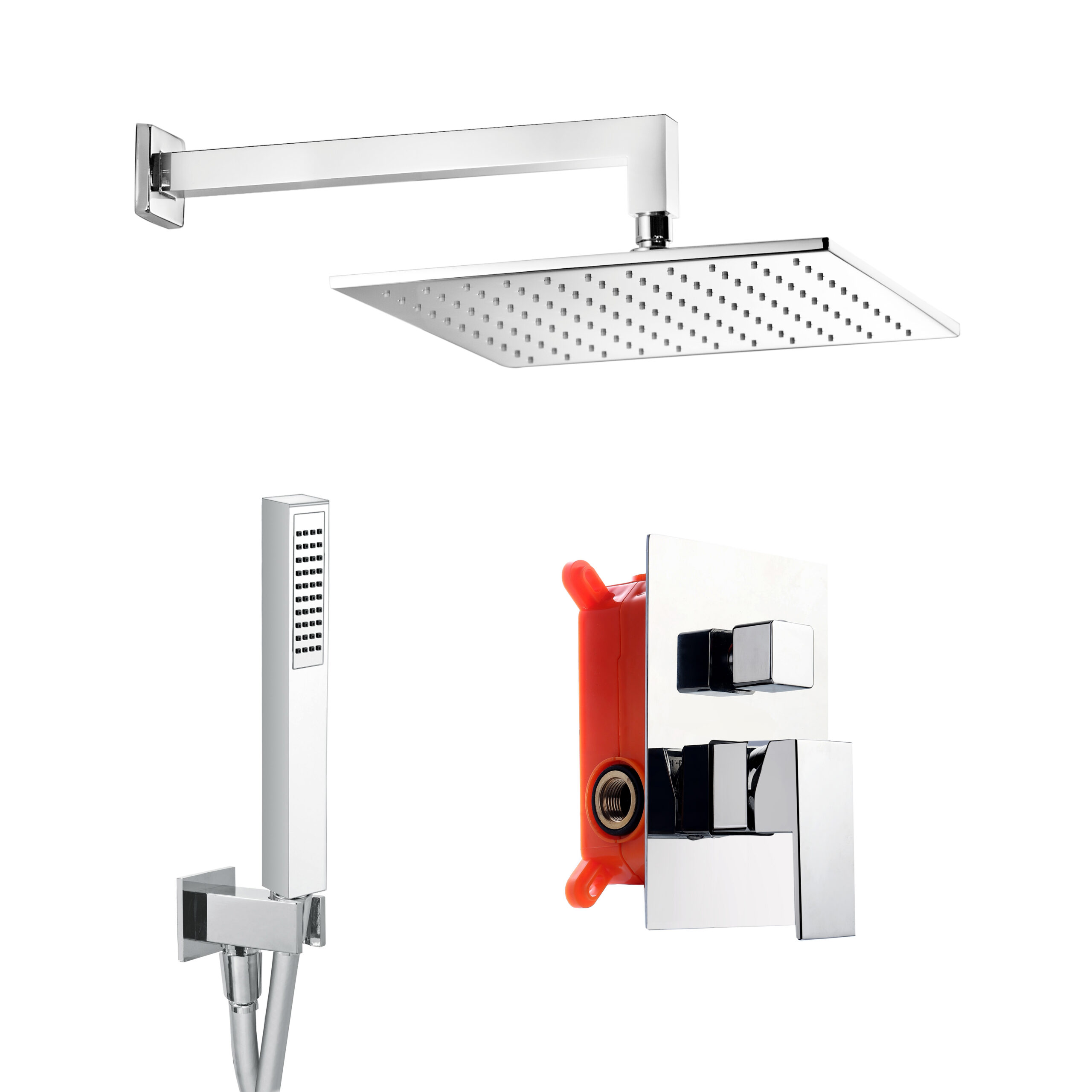 Kit de douche encastré complet avec mitigeur 2 voies 250 mm 16304