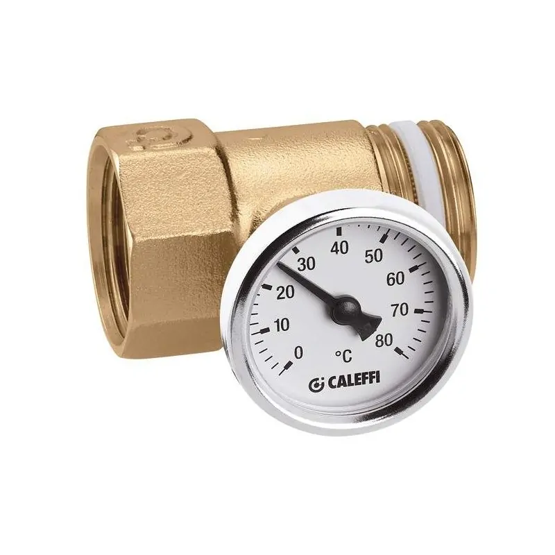 Portatermo FX1M de 1" con termómetro para colectores Caleffi 392600