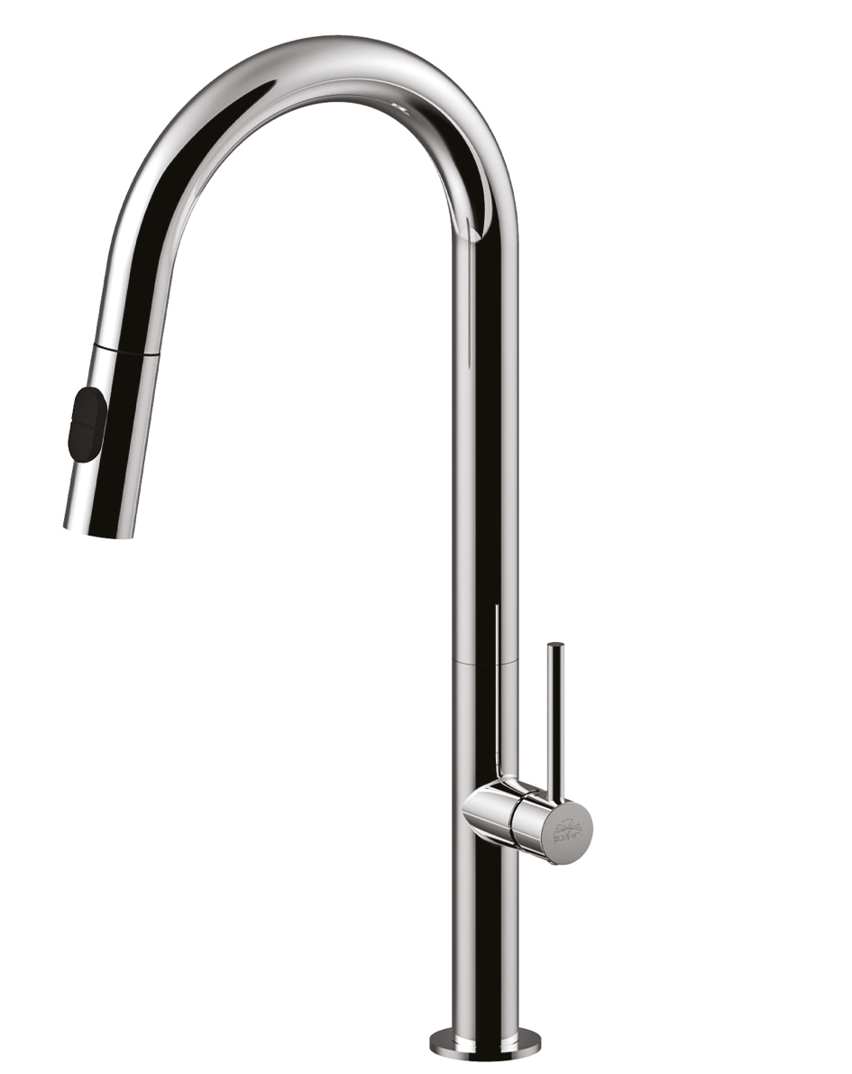 Robinet d'évier minimaliste avec douchette extractible Paffoni Chef CH185CR