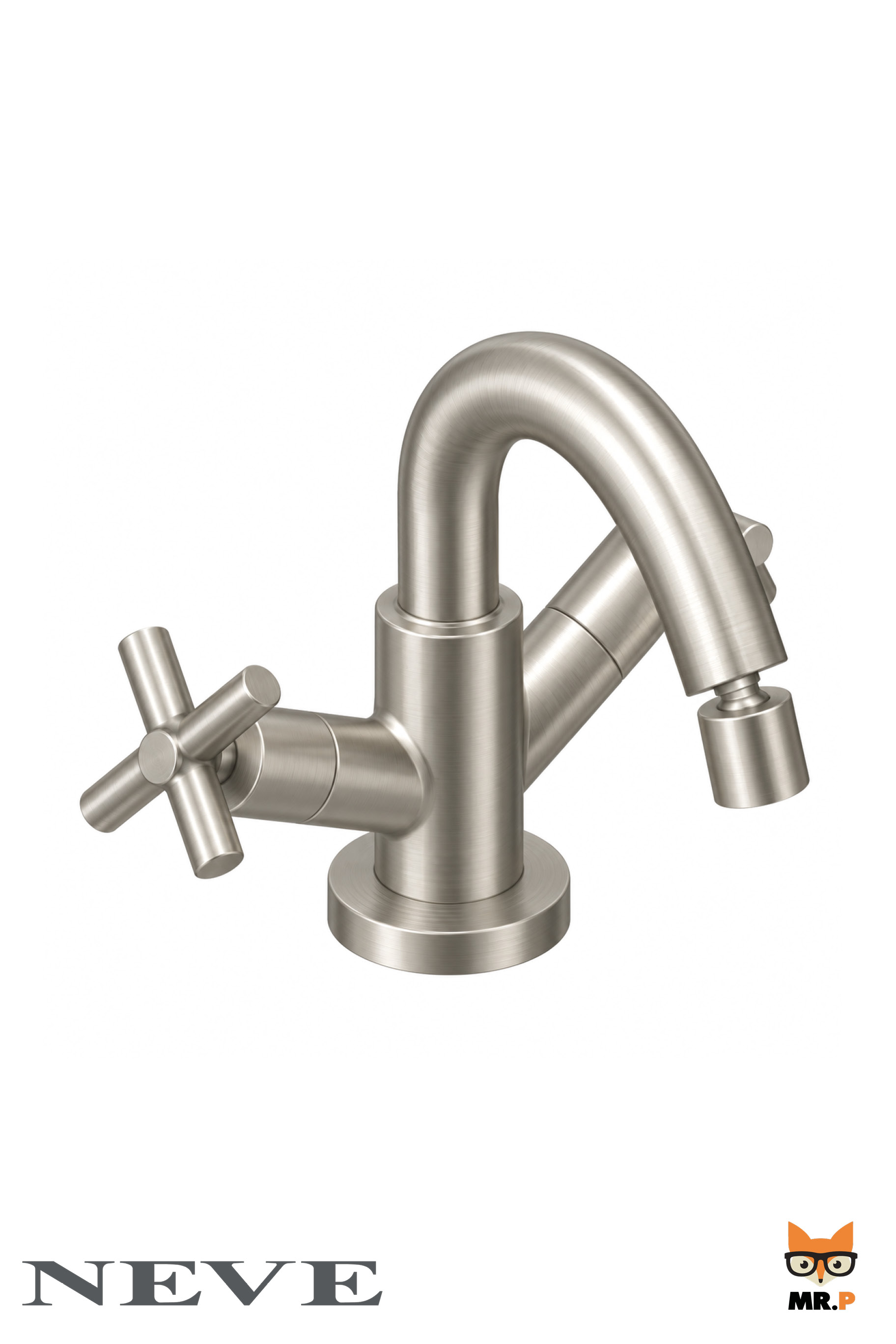 Monoforo Bidet in Ottone Nickel Satinato con Scarico NEVE Rubinetterie FLY271017