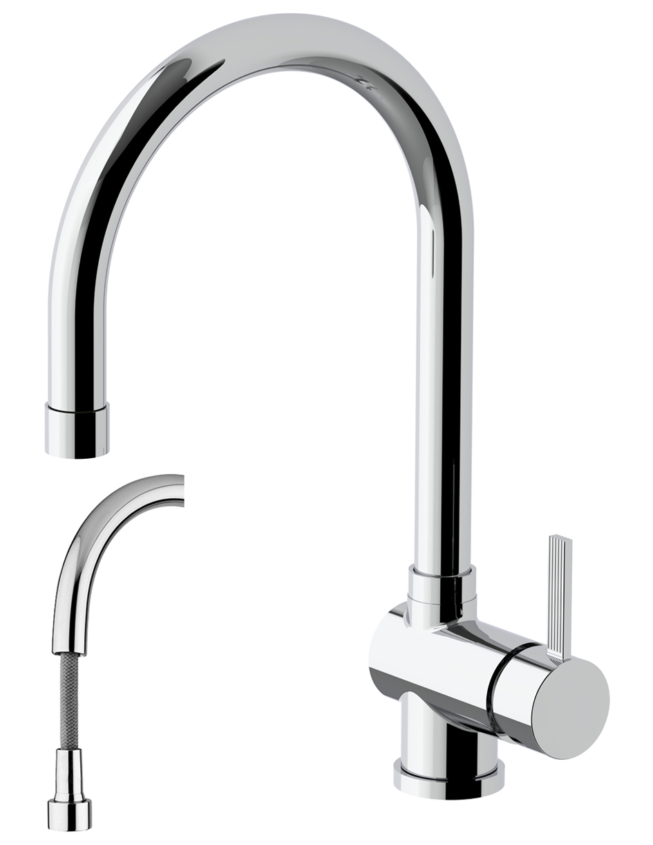 Mitigeur d'évier Paffoni Rubinetteria FOX185CR avec douchette extractible