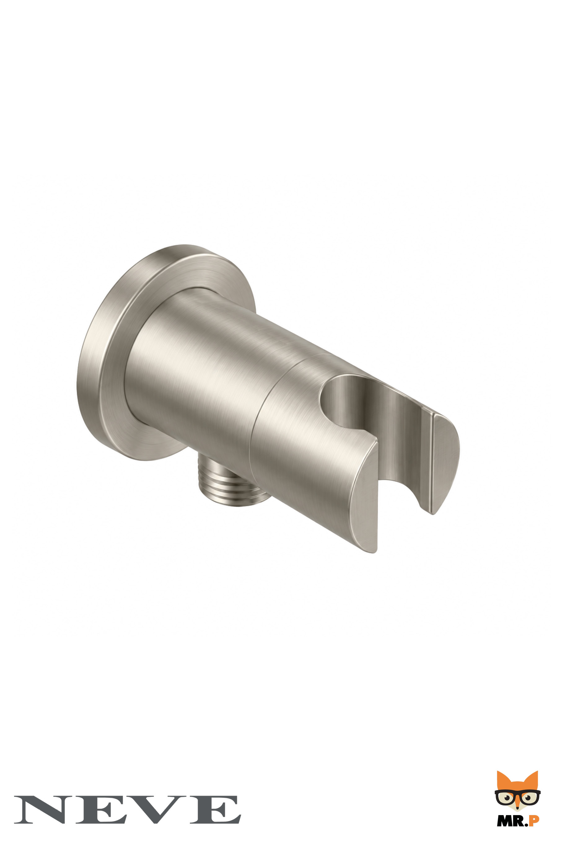 Supporto Doccia Fisso a Muro con Presa Acqua 1/2" NEVE Nickel Satinato – POL630417